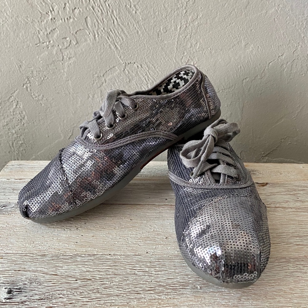 TOMS silver sequin loafer sneaker